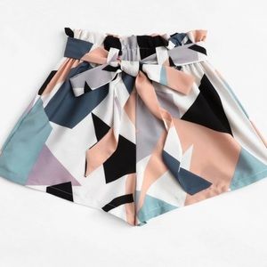 Self Tie Geo Print Shorts